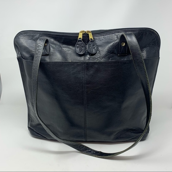 Frye Handbags - Vintage FRYE Black Leather Portfolio / Laptop Bag Double Strap